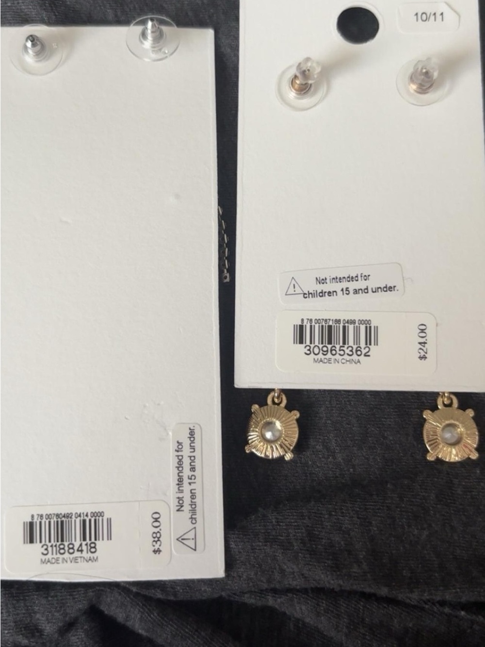 Gold Sunburst Drop Earrings with Pearl Center - Unbranded